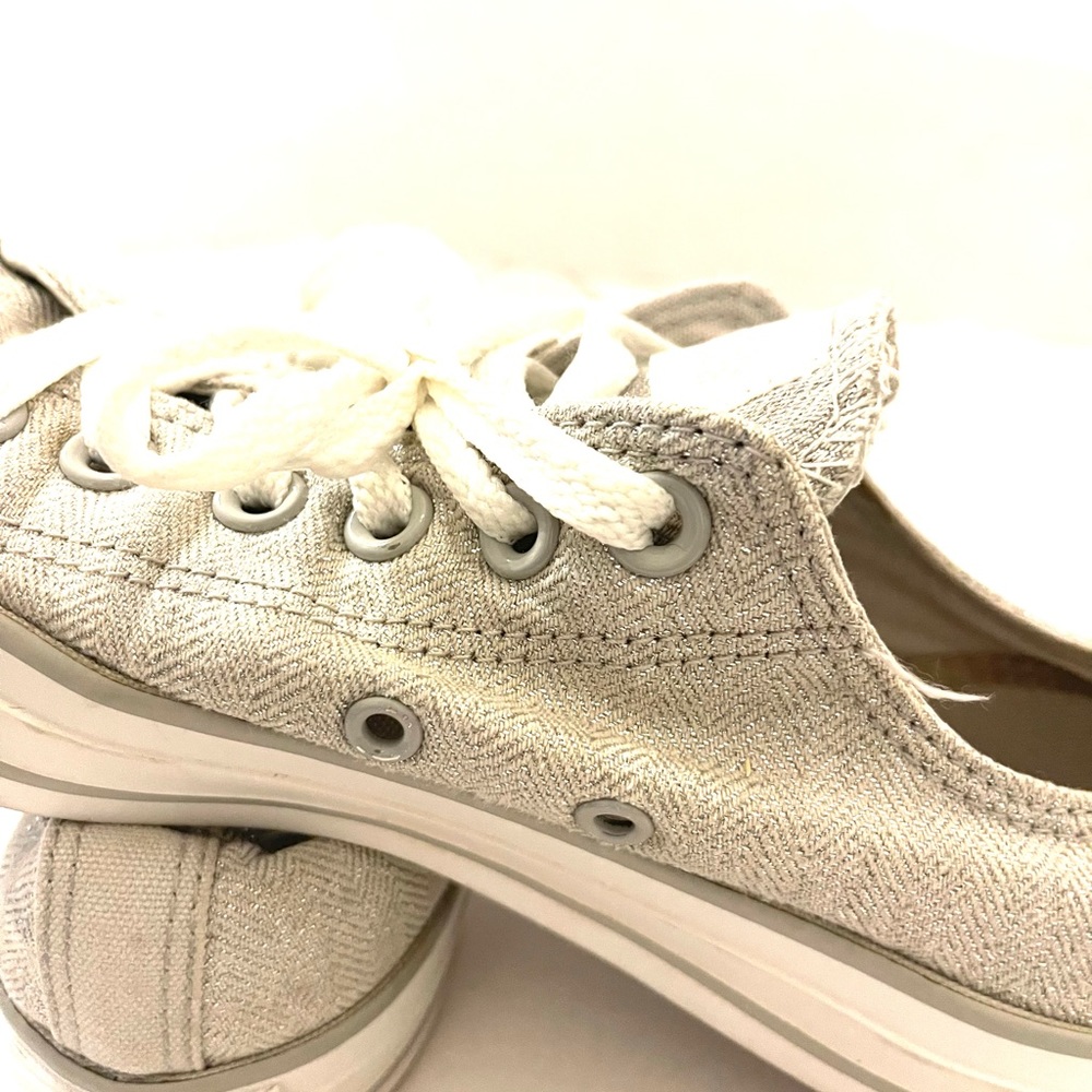 Converse | Silver Herringbone Pattern Canvas Low … - image 7
